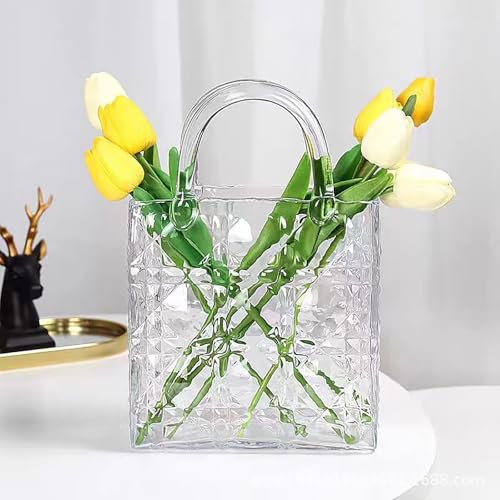 Vasi In Vetro A Forma Di Borsa Per Fiori Decorazione Fattoria Vaso Di Vetro A Bocca Larga Fatto A Mano Vaso Per Fiori Borsetta Scrivania, Vaso A Sacchetto Di Vetro Con Bolla(B)