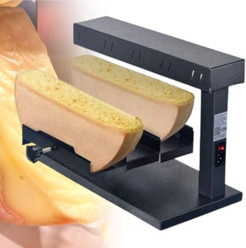 Electric Raclette Cheese Grill Melter, Commercial Cheese Melter with Double Heating Area, Rapid Heating Raclette Grill Tradicional Raclette Melting Machine Cheese Heater,Even