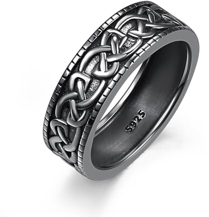 ADMETUS Bague de mariage en argent sterling 925 avec nœud celtique pour homme - Bijoux celtiques - Cadeau pour homme - Taille 49,3-74,8 (15,7-23,8), 68.5(21.8), Argent sterling, Aucune pierre