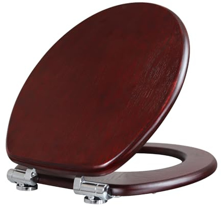 Fanmitrk Natural Solid Wood Toilet Seat-Plywood Wooden Toilet Seat,Soft Close with Metal Hinges,Easy to Clean (plywood2504)