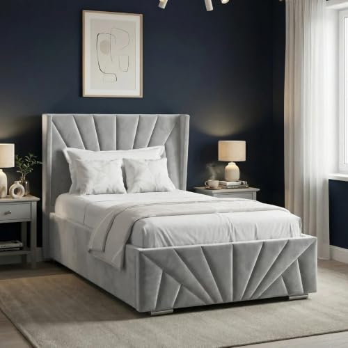 Blisswood Single Ottoman Bed Frame – Upholstered 3ft Bed with Headboard, Wooden Slats & Gas Lift-Up Storage Base – Small Single Bed for Kids Teens Girls Guest Bedroom (90x190cm Dark Grey_No Mattress)