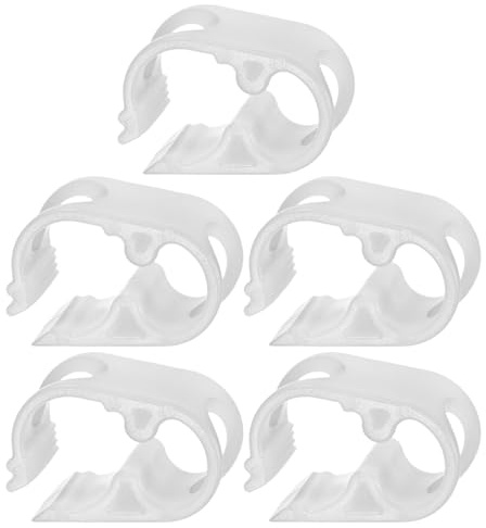 M METERXITY 5-Pack Adjustable Plastic Tubing Clamps 1/8-1/4 Inch Water Flow Control Tube Clip Adjustment Hose Pipe Clips for Beer Bottle/Plumbing/Equipment [White]