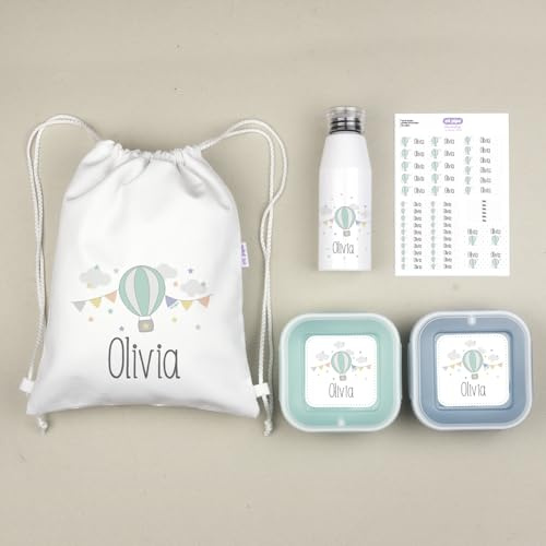 Mi Pipo - Pack Vuelta al Cole Personalizado - Mi Equipo Globo | Pack Guarderia, Colegio con Todo lo Necesario, Primaria, Infantil | Personalizado con Nombre, Cómodo, Fácil de Lavar