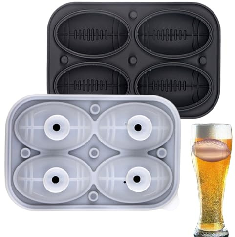 Stampo per palla di ghiaccio da calcio,Modello sportivo 3D a 4 cavità - in silicone con tema sportivo, per bar Whisky cocktail congelatore torta cioccolato fondente palla di ghiaccio