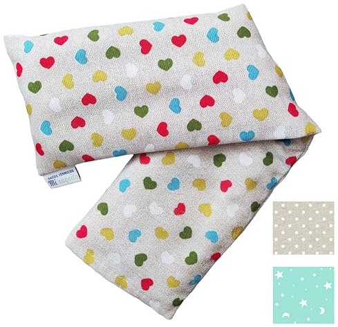 Saco de Semillas para Microondas 45x14 cm con Funda Lavable Extraíble –Saco Térmico Cervical con Lavanda–Bolsa Térmica de Calor y Frío–Saco Térmico Cervical-Almohadilla Térmica Menstrual (CORAZONES)