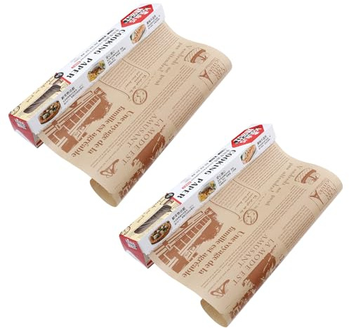 SHOWERORO 2 rollos Papel para Hornear Reutilizable Antigrasa Papel de Cocina para Bocadillos Pan Pizza y Alimentos Fritos Herramienta de Cocina para Hornear Seguro y Limpio