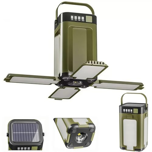 Lampada da Campeggio Ricaricabile, Lampada da Campeggio Solare, 6 Modalità Pieghevole Luce da Campeggio a LED, Lampada da Tenda Portatile per Escursionismo Pesca Giardino
