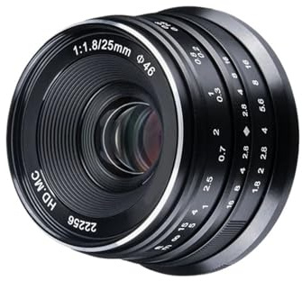 camera lens, Obiettivo grandangolare for fotocamera mirrorless 25 mm F1.8, compatibile con Sony E-mount Fujifilm XF Nikon Z M4/3,in parts(M4/3)