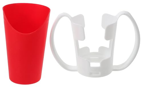 DONFAMDS Gobelet Incurvé Rouge avec Découpe Nez Support Amovible Antichoc Tasse Curieuse pour Personnes Âgées et Patients Aide à Boire Confortable à L’Hôpital Lavage Facile