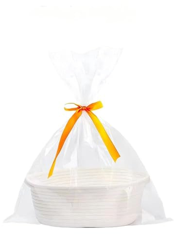 Geschenkkorb Leer, Korb Für Geschenke, Aufbewahrungskorb, Geflochten Korb für Geschenke mit Geschenktüten und Bändern, für Geschenk aus Stoff mit Seitlichen Haltegriffen, Geburtstag, Hochzeit