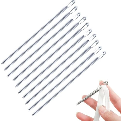 GUSHE 10 Stück Multi-Function Foldable Spring Drawstring Threader Tool, Einfädler für Kordelzüge, Durchziehnadel Kordelzug-Ersatzwerkzeug, DIY Kordel Einfädler Clip für Jogginghosen, Kapuzenpullis