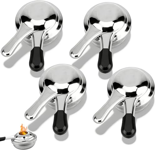 SNSYGN 4 recipientes para pasta de combustión con tapa, quemador de fondue de acero inoxidable, quemador de alcohol, hervidor de alcohol para pasta de combustión, accesorios de buffet, fondue