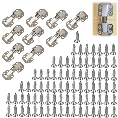 10 Pcs Bisagras Plegables90 Grados para Estantes, Bisagras para Puertas Hidráulicas Silenciosas, Bisagras para Gabinetes de Cocina, Armario Estanteria Cocina, Bisagra Atornillable de Puerta