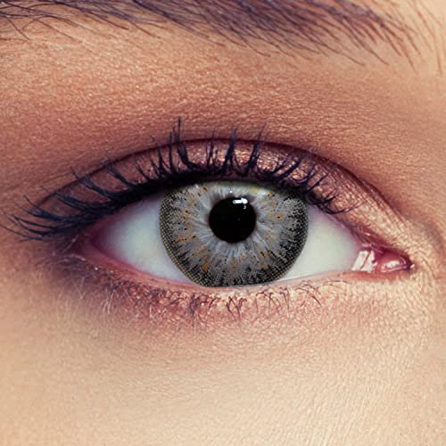 DESIGNLENSES, Lentillas de color gris - 1 par (2 lentes) - discretamente colores suaves - 30 días aplicable - sin graduar/dioprtías True Grey