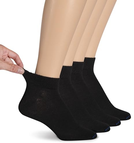 Dr. Scholl's Women's Diabetes and Circulatory Low Cut Socks 4 Pair Casual, Black, One Size (Pack of 4)