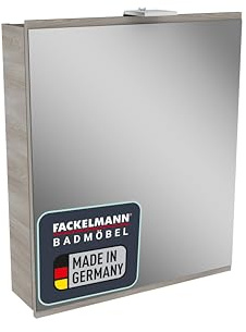 FACKELMANN LED Spiegelschrank Lima/Badschrank mit Soft-Close-System/Maße (B x H x T): ca. 60 x 73 x 15,5 cm/Möbel fürs WC oder Badezimmer/Korpus: Braun/Front: Braun/Spiegel