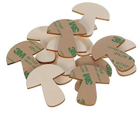 Holz Pilze 1-10cm selbstklebend ideal als Wanddeko zum Basteln und bemalen, Größe:Pilze 9cm, Pack mit:100 Stück