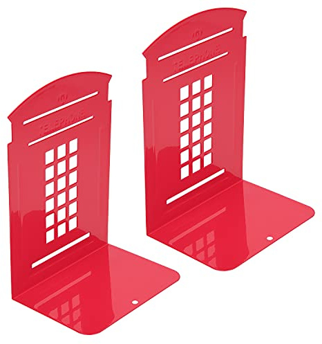 Kioneer Buchstütze, Metall, 1 Paar, Vintage-Stil, britischer Stil, London, Telefonzelle, Kiosk, verdickendes Eisen, Bibliothek, Schule, Büro, Zuhause, Arbeitszimmer, Metall-Buchstützen, Geschenk