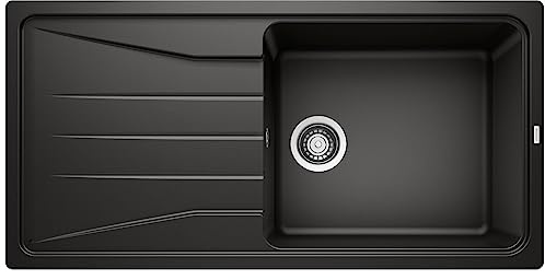 BLANCO SONA XL 6 S | Granitdiskbänk av SILGRANIT svart | Installationstyp: Installation ovansida | vändbar | för 60 cm breda underskåp | stort handfat | rengöringsvänlig yta | [100 x 50 x 20,2 cm]