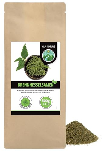 Alpi Nature Nässelfrön 500g, Gnidade Nässel Frön för Nässel Te, Smoothies och Sallader, Urtica Dioca