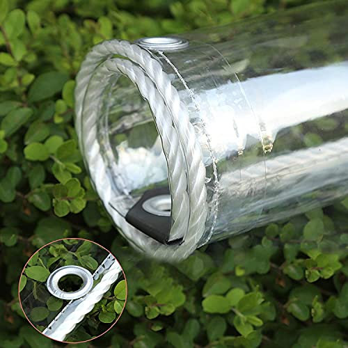 JXQ Transparente Abdeckplane, robust, wasserdicht, PVC-Glas, durchsichtig, dicke transparente Plane mit Öse, (0,35 mm/365 g/m²) (Größe: 1,9 x 1,9 m)