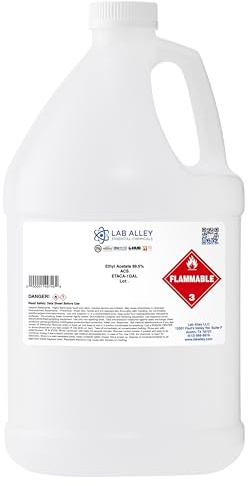 Lab Alley Ethyl Acetate 99.5% ACS Grade, Highest Purity Solvent Suitable for Food and Pharmaceutical Applications - 1 Gallon