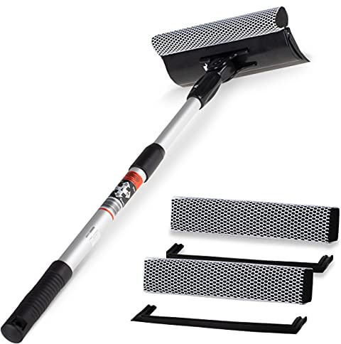 Heyner Germany Limpiador telescópico para ventanas de coche, XL 70-125 cm, con 2 esponjas de repuesto
