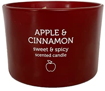 Pan Aroma Red Decorative Holder & Scented Candle, Apple & Cinnamon, 85G