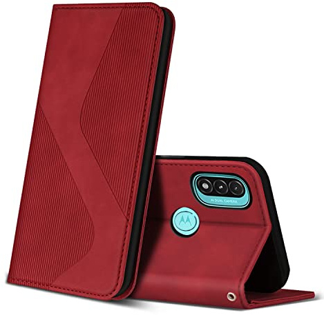ZONNAVI Funda para Motorola Moto E20 / E30 / E40, Funda Libro de Cuero con Ranura para Tarjeta y Magnético, Wallet Flip Caso Cubierta Case Carcasa para Motorola Moto E20 / E30 / E40 (Rojo)