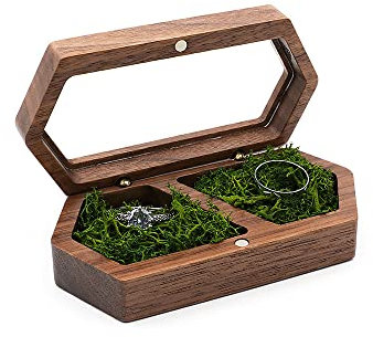 GIVBRO Hochzeitsring Box Retro Holz Verlobungsring Halter Ring Träger Antrag Ring Box Ohrringe Schmuck Aufbewahrungsbox