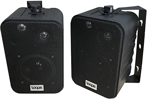 Loops 70W 4 2-Way Passive Stereo Speakers (Pair) – Black Wall-Mounted or Bookshelf HiFi Speaker – 8 Ohm Background Music Satellite Cabinet for Home, Office, or Commercial Use