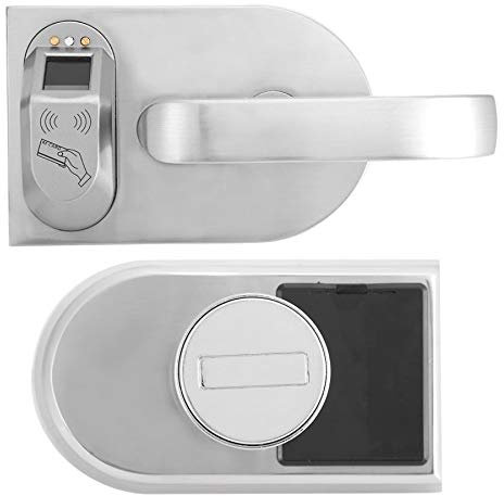 Verrous de porte en verre avec lecteur d'empreintes digitales, clé mécanique, serrure de porte en verre ouverte à droite