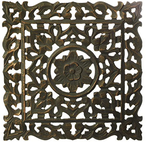 MARRAKESCH Wandbild Wanddeko aus Holz 40cm Gross Ornament Ajitha Grau als Orientalische Dekoration