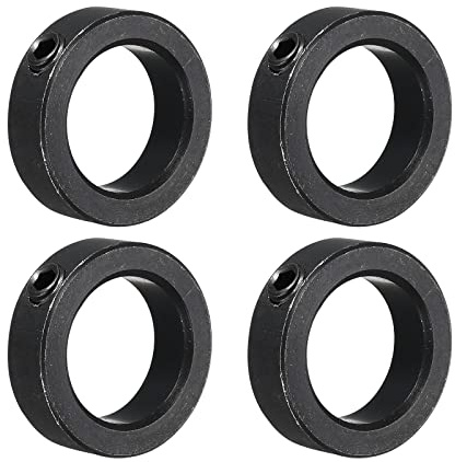 sourcing map 4 Pack Schachtbund Wellensicherungsring Stellringe 25mm Karbonstahl Set Stil Klemmen Halsketten Schwarz