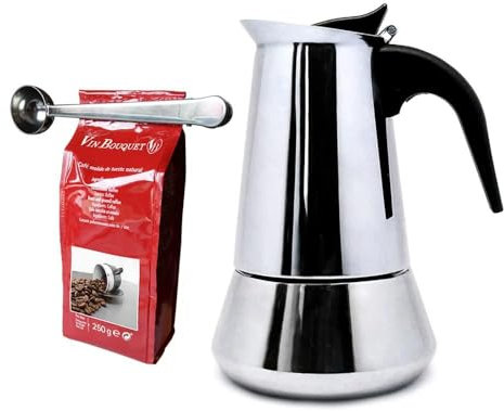 Nerthus SET FIH 1138 Macchina da caffè a induzione 6 tazze + pinze e cucchiaio