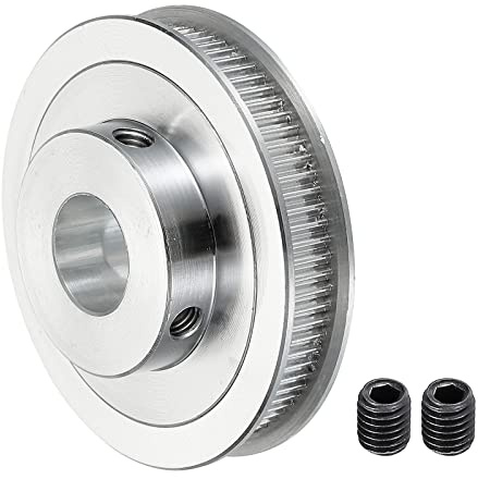 sourcing map 80 Teeth 14mm Bore Timing Pulley, Aluminium Synchronous Wheel Silver with M5 Screw for 3D Printer Belt, CNC Machine