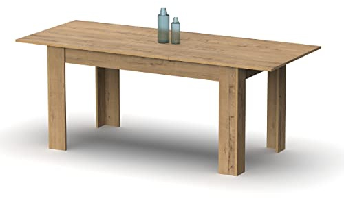 MUEBLES PITARCH | Mesa de Comedor Extensible 140-180 cm, Mesa Salón o Cocina, para 6 Personas, Roble Gold, Rectangular, Moderna, Elegante, Resistente