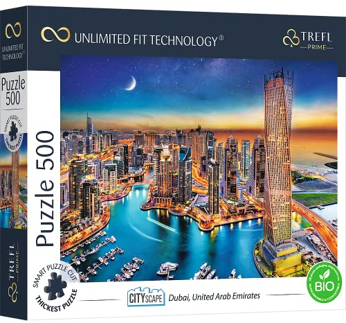 Trefl Prime - Puzzle UFT Cityscape: Dubai, United Arab Emirates - 500 Elemente - Dickste Pappe, Dubai, Stadtbild, Moderne Puzzles, Kreative Unterhaltung für Erwachsene und Kinder ab 10 Jahren