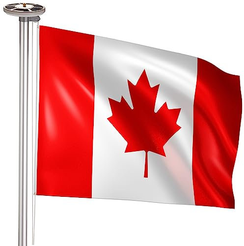 BRUBAKER 4 m Aluminium Fahnenmast inkl. Kanada Flagge und Solar Fahnenmastlicht - Flaggenmast mit Bodenhülse + Kanadaflagge + Solar-Energie Licht mit 26 LEDs - All-in-One Set