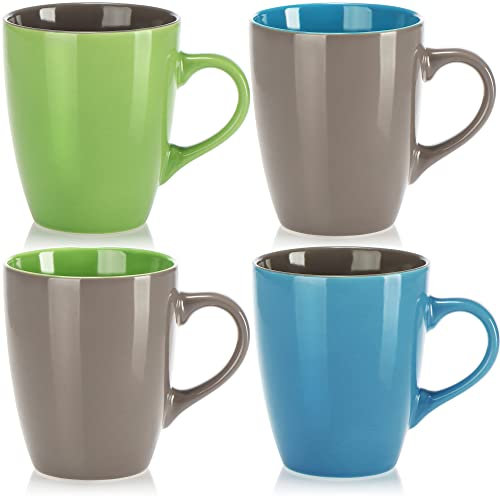 com-four® 4x tazze da caffè in ceramica - caffettiera per bevande fredde e calde - tazze da caffè dal design moderno - tazza con manico colorato - tazza da bere 300 ml