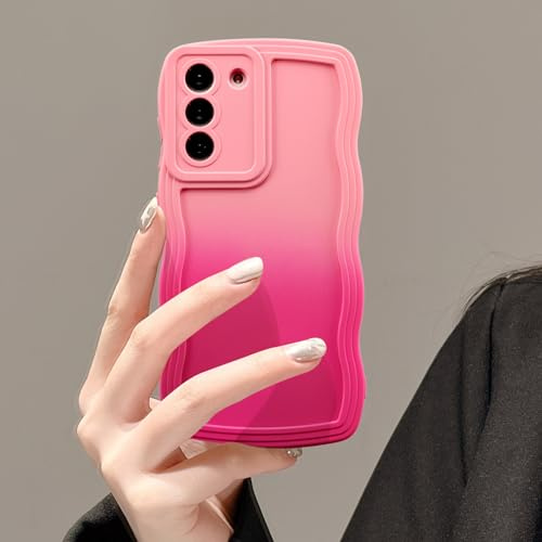 UEEBAI Gradient fodral kompatibelt med Samsung Galaxy S20 FE 5G-fodral, vågor ramform mobiltelefonfodral ultratunn silikon mjuk TPU stötsäkert skyddande fodral anti-repor, stötfångare fodral, rosa