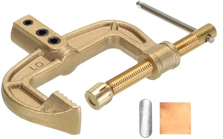 sourcing map 800A Brass G-Shape Ground Welding Earth Clamp C-Clamp T-Handle Maximum Clamping Range 60mm Rod Holder for Welding Machine