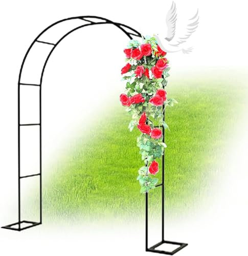 GERRIT Tonnelle de Jardin en métal, Arceau de Jardin Solide, Arche à rosiers, Arcade De Jardin Treillis pour Plantes grimpantes, Roses, Support pour Plantes de fête de Mariage,Noir,240x220x40CM