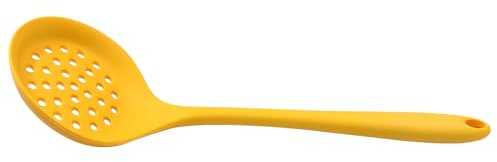 1 cucchiaio rotondo scanalato in silicone resistente al calore, cucchiaio antiaderente per schiumarola per cucinare verdure (colore: verde, dimensioni: giallo)