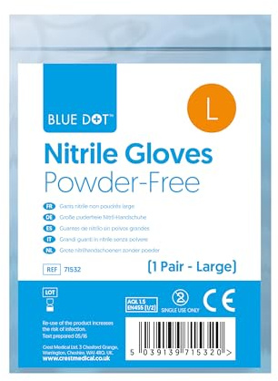 Blue Dots Nitrile Gloves (Pair) – Non-sterile – Latex-free – Smooth Examination Gloves - Large (10)