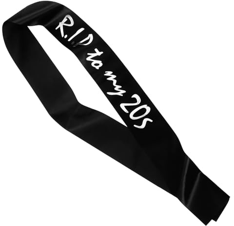 DEARMAMY Écharpe d'anniversaire « Rip To My 20S » – Écharpe blanche « Rip To Birthday » Décoration pour adolescents Écharpe pour fêtes d'anniversaire