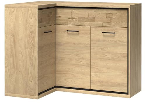 Lomadox Eckkommode Sideboard Eckschrank Kommode Wohnzimmerschrank Anrichte Aufbewahrunsschrank in Eiche