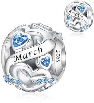 Alstiva Geburtsstein Charm 925 Sterling Silber 5A Zirkonia Anhänger für Europäische Armbänder und Halsketten - Schmuck Geschenk für Damen