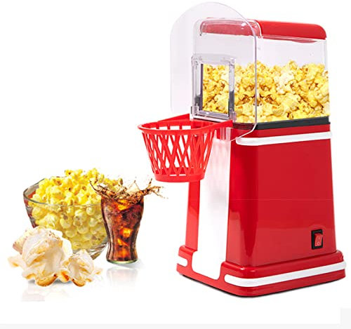 SmPinnaA Electric Popcorn Maker Machine 1200W, Fat Free Hot Air, Basketball Elements, No Oil or Butter, Fat Free and Healthy, DIY Snack Machine for Home, Party, Cinema