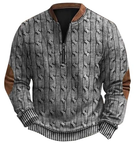Yolimok Mens Jumpers Sale Clearance UK Quarter Zip Pullover Casual Long Sleeve Sweater Slim Fit Sweater Mock Neck Polo Sweater Cowboy Western Hoodie Vintage Whitecloths Life Clothing
